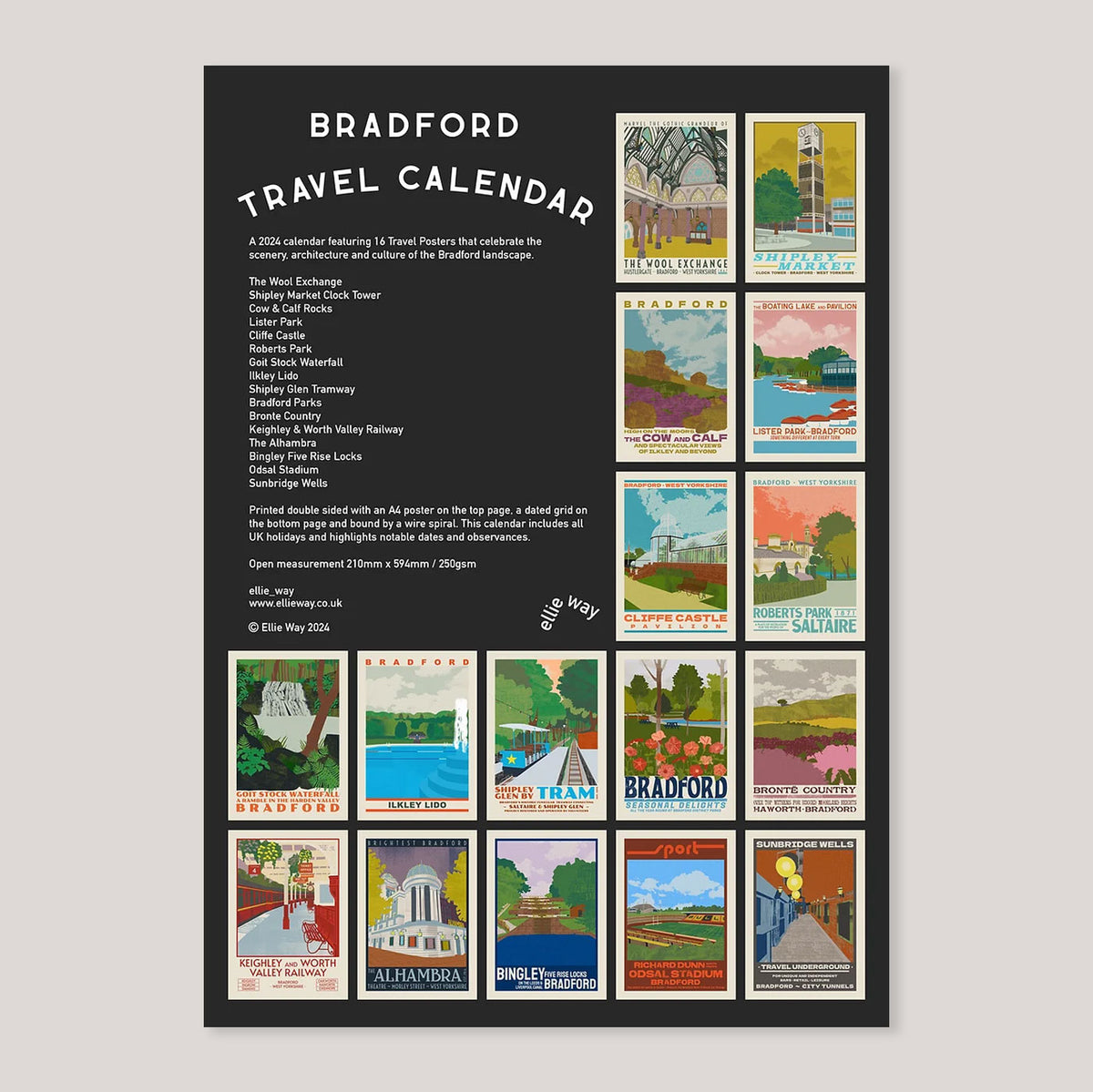 Ellie Way Bradford Travel Calendar 2024 Colours May Vary