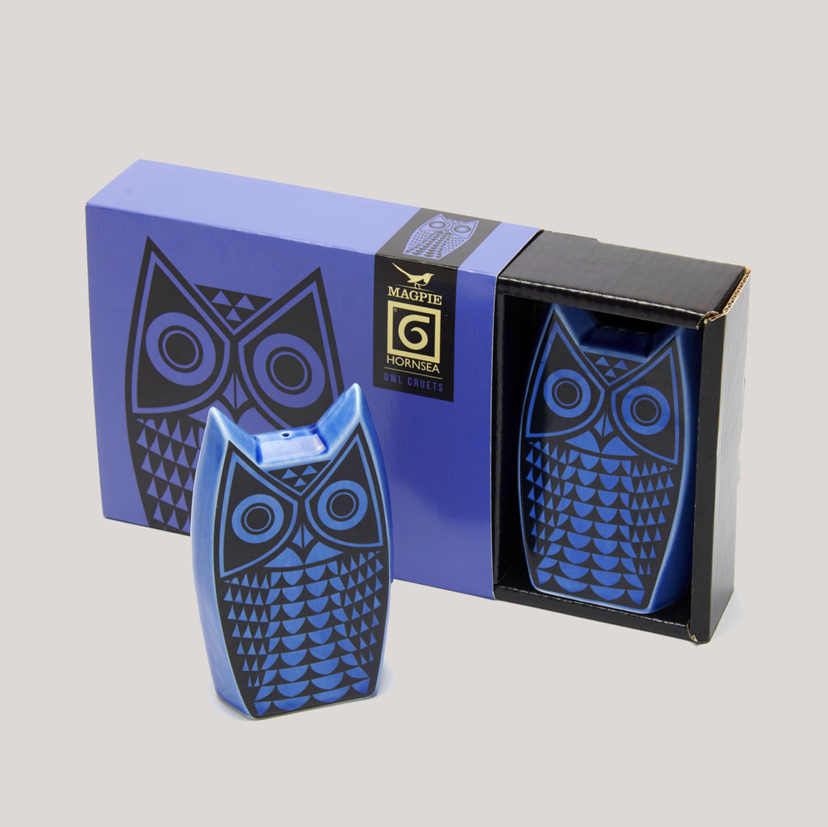 Hornsea Owl Cruet Set (Blue) Colours May Vary
