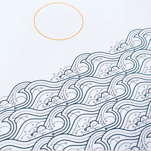 Waves Print (Dark Blue, A2) by The Lost Fox