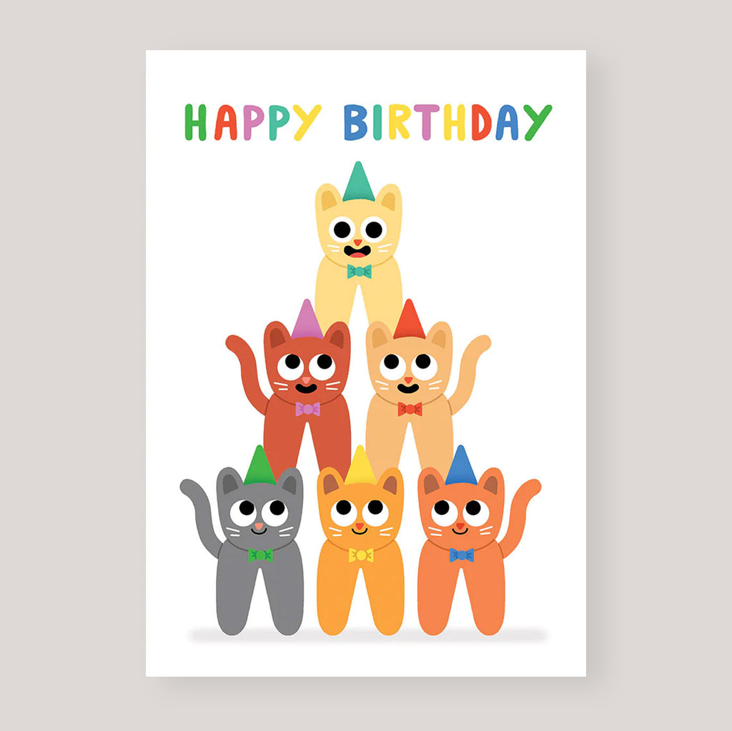Elliot Kruszynski For Wrap | 'Happy Birthday Cat Stack' Card