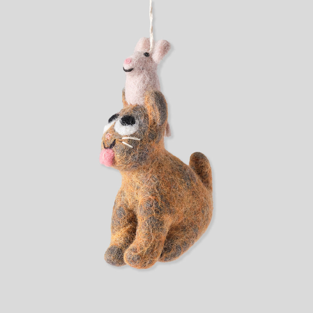 Elliot Kruszynksi For Wrap |Clint, Cat With Mouse Felt Decoration