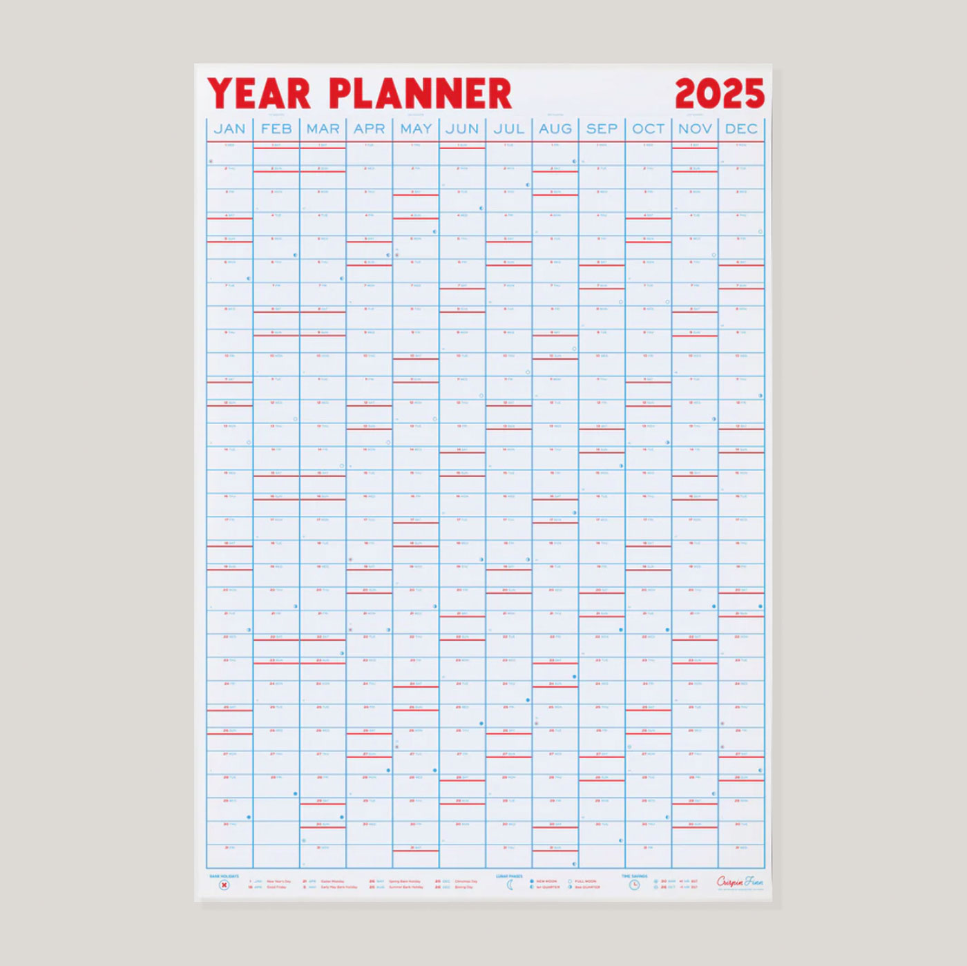 Crispin Finn Wall Planner 2025 | Classic PORTRAIT format