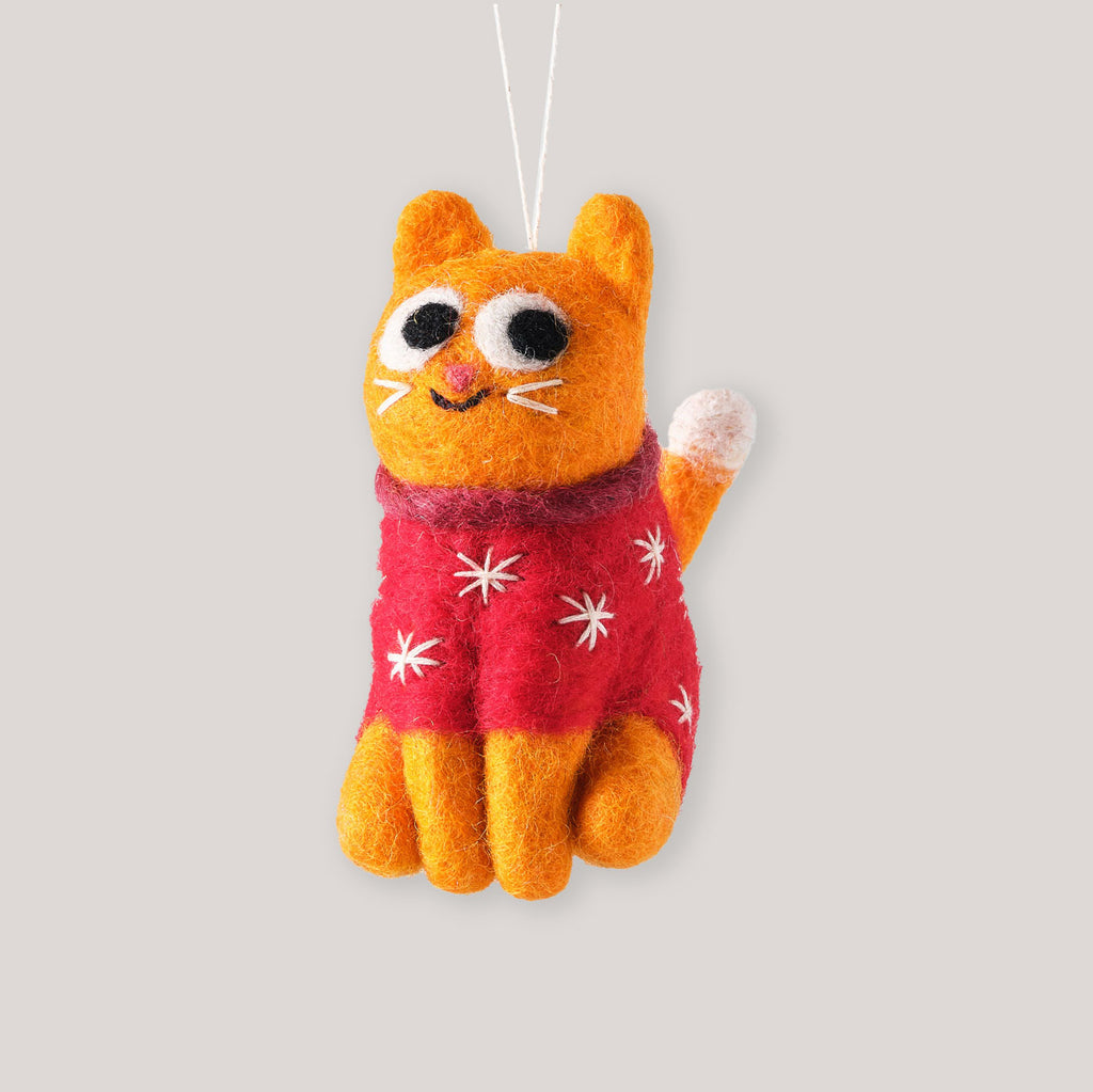 Elliot Kruszynski for Wrap | 'Esther Cat In Magenta Jumper' Felt Decoration