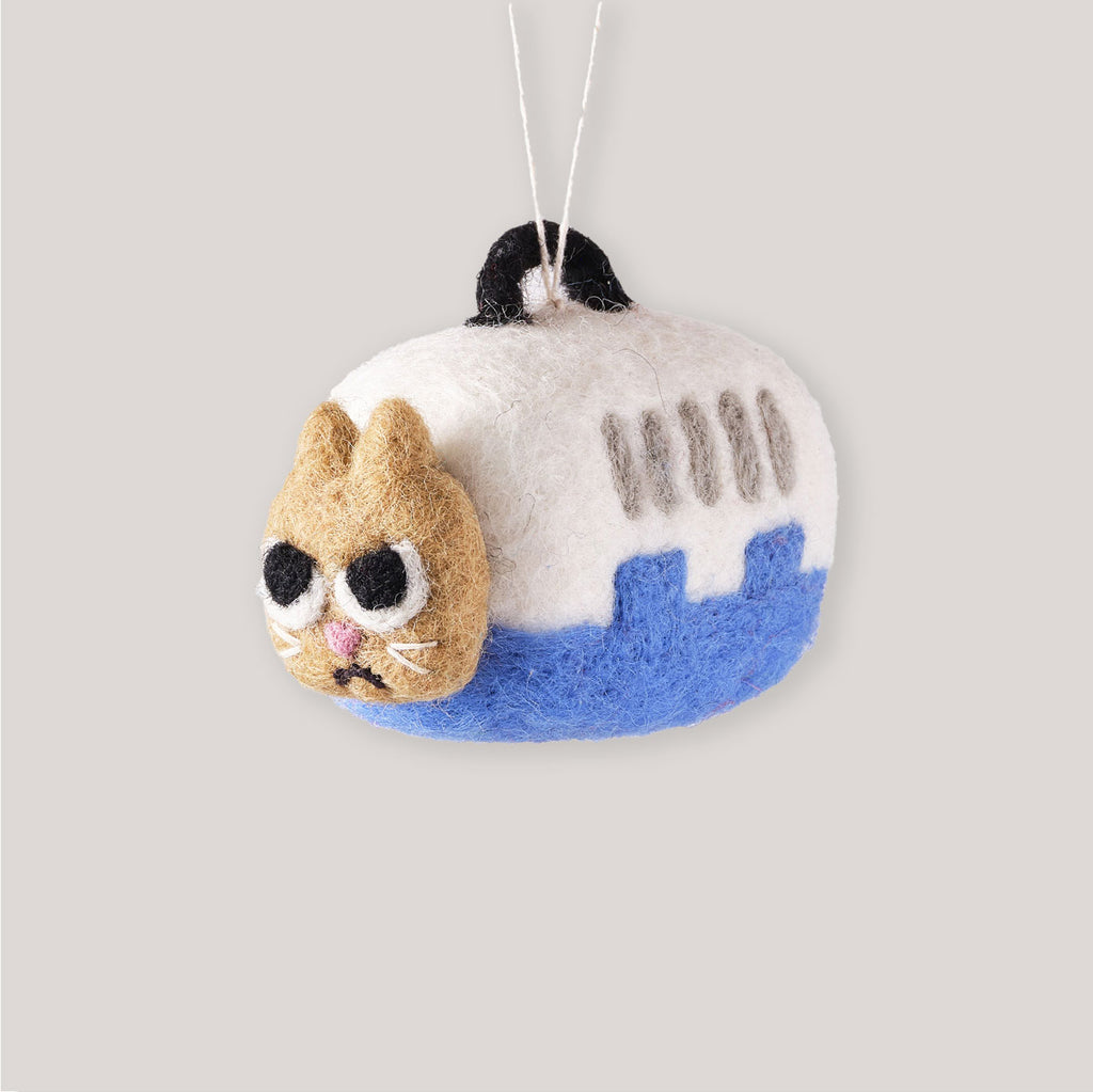 Elliot Kruszynski for Wrap | 'Coco Cat In Carrier' Felt Decoration