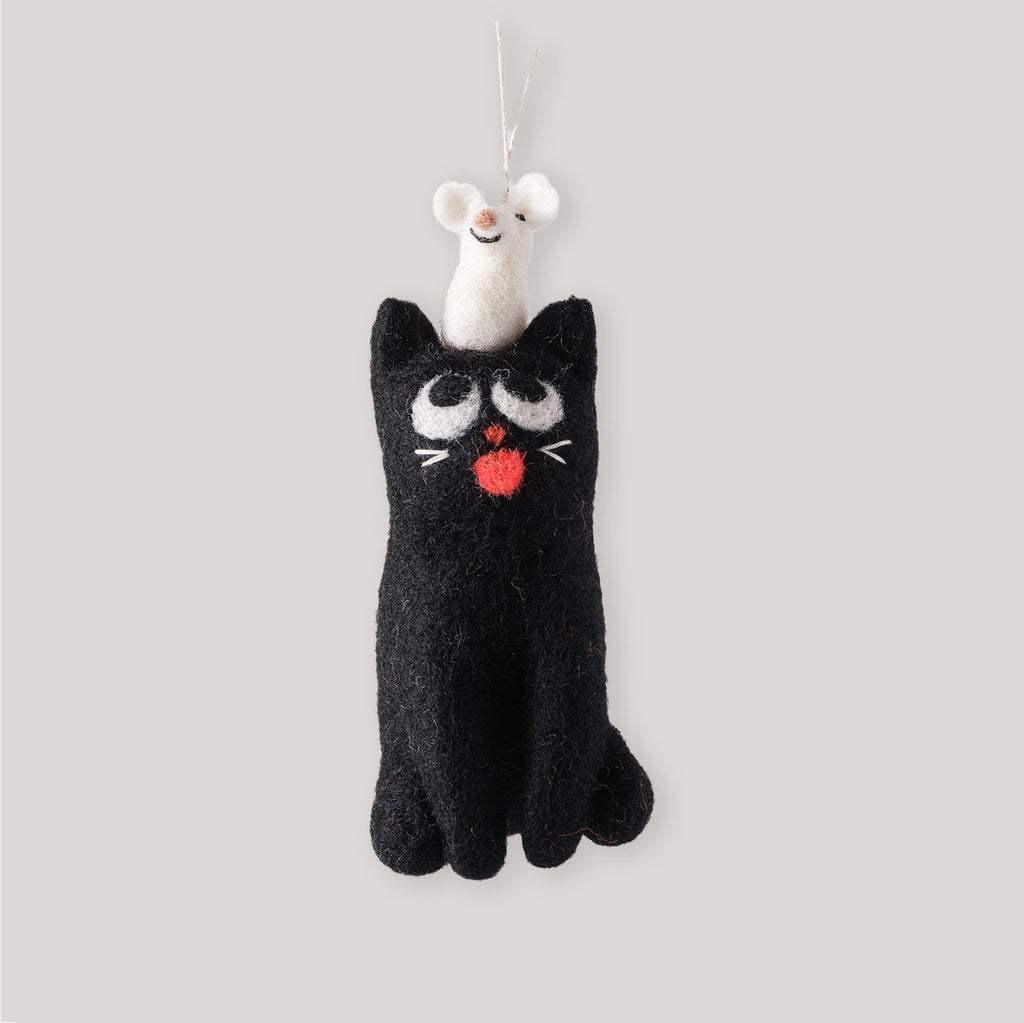 Elliot Kruszynski for Wrap | 'Clint Cat With Mouse' Felt Decoration