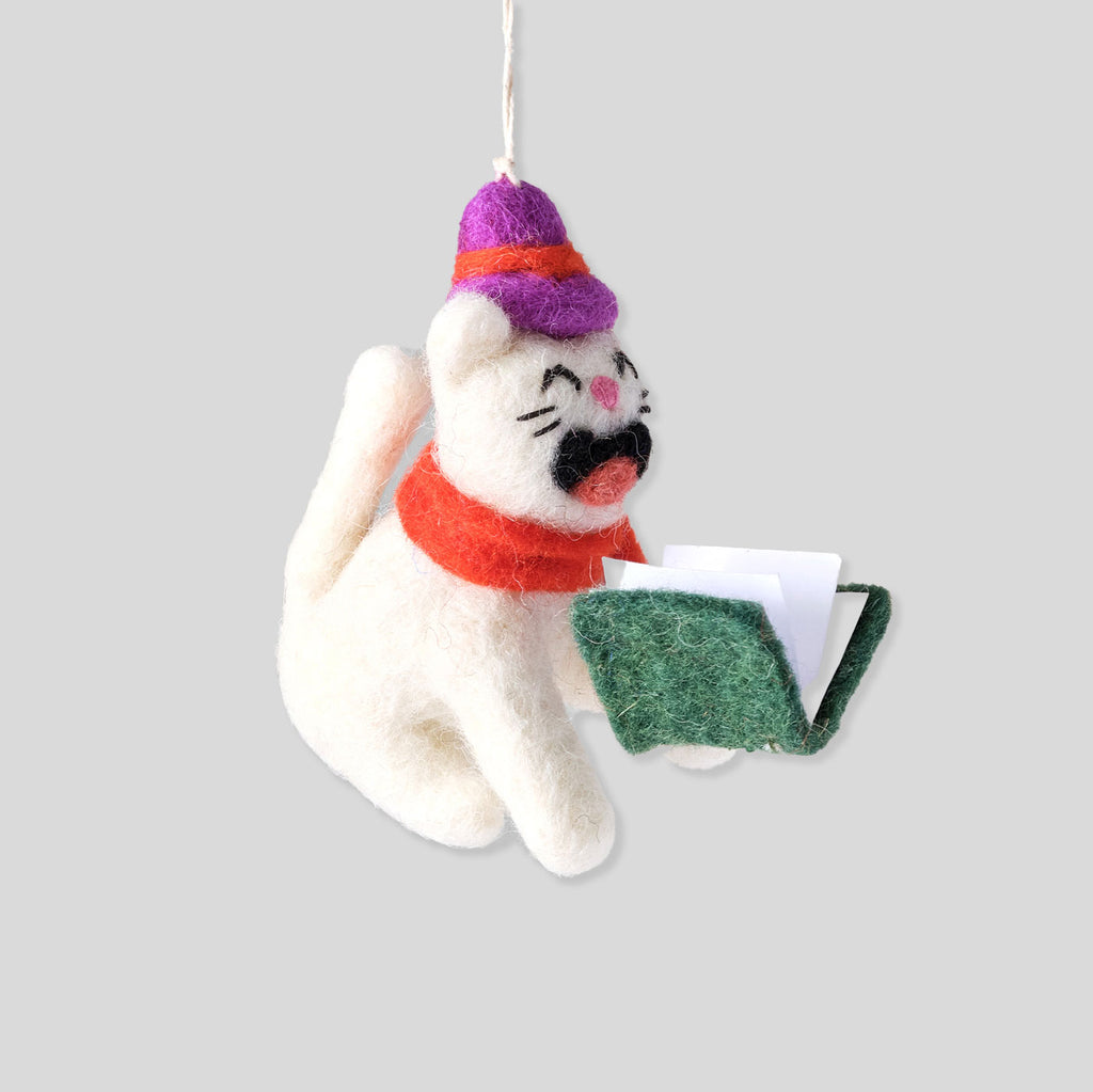 Elliot Kruszynski For Wrap | Dickens, Carolling Cat Felt Decoration