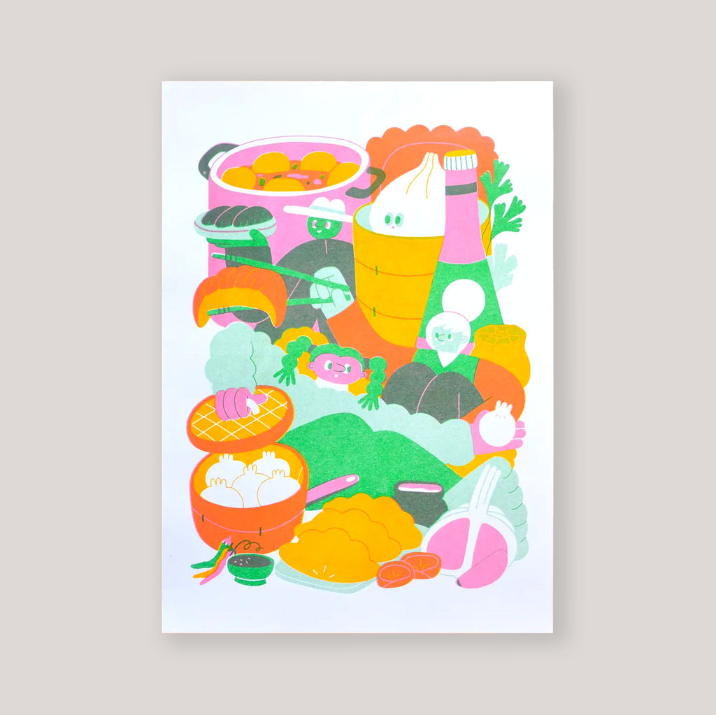 Dumpling Club A4 Risograph Print  | Lauren Morsley