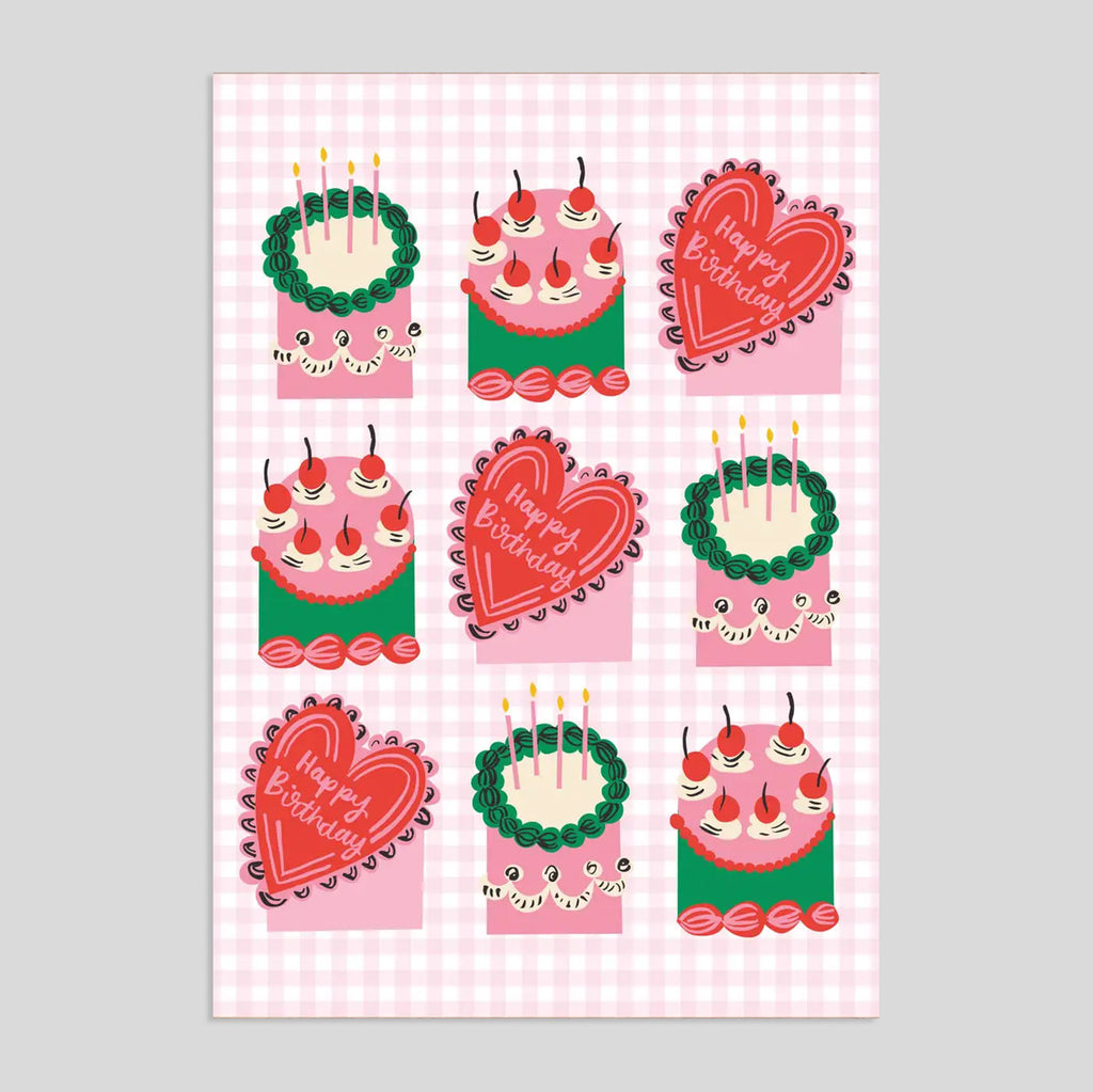 Ashley Le Quere for Rumble Cards | Gingham Birthday Cakes Card