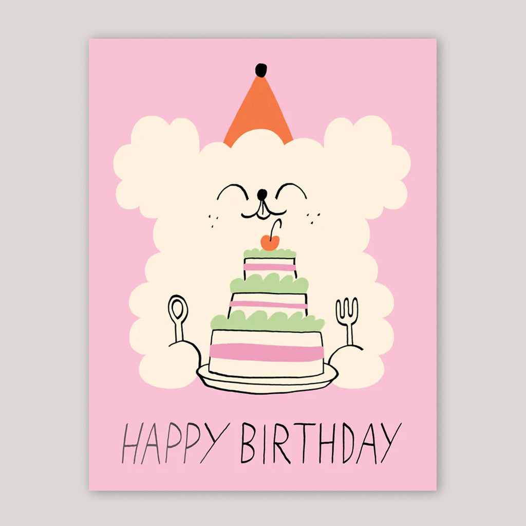 Odile Ferraille For Wrap |Happy Birthday Dog & Cake Kids Greeting Card