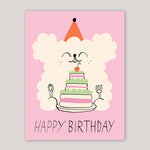 Odile Ferraille For Wrap |Happy Birthday Dog & Cake Kids Greeting Card