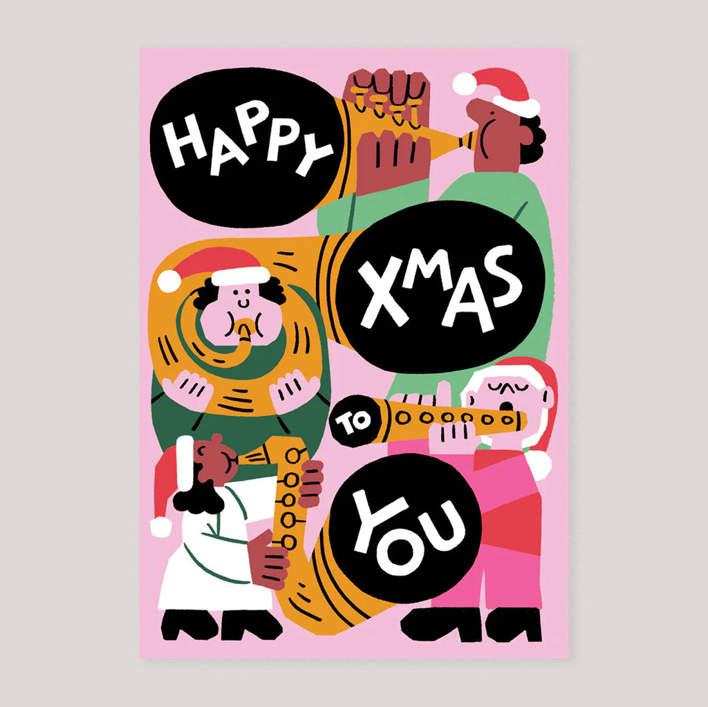 Cari Vander Yacht For Wrap | 'Happy Christmas Brass Band' Embossed Card