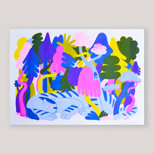 Jungle Cat A3 Risograph Print  | Lauren Morsley