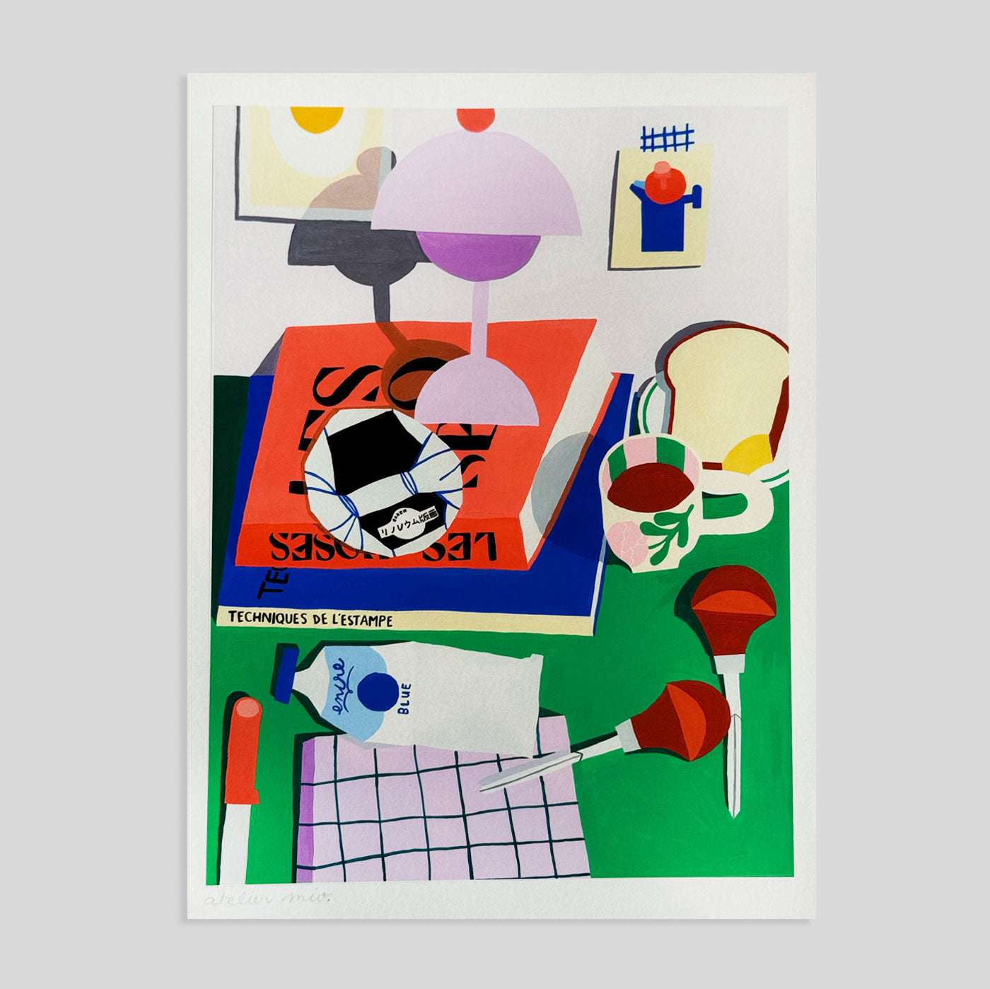 Atelier Mio | Lino Cut & Lamp A4 Print