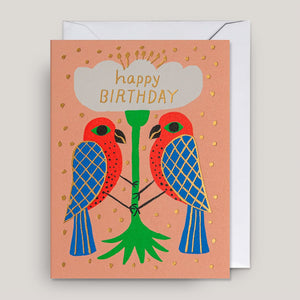 Maja Stein for Lagom | Happy Birthday Illustrated Bird Mini Card |. Colours May Vary 