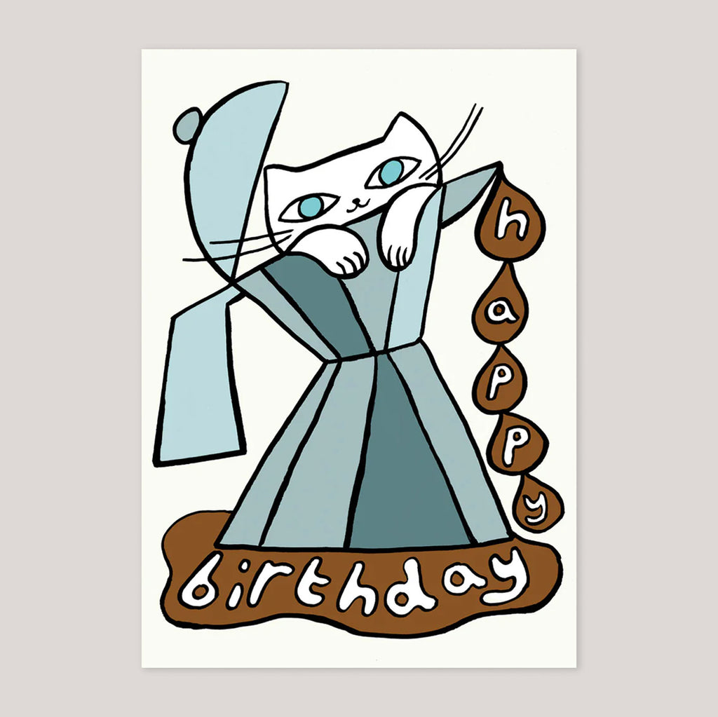 Molly Fairhurst for Wrap | 'Happy Birthday Cat & Coffee' Embossed Greetings Card