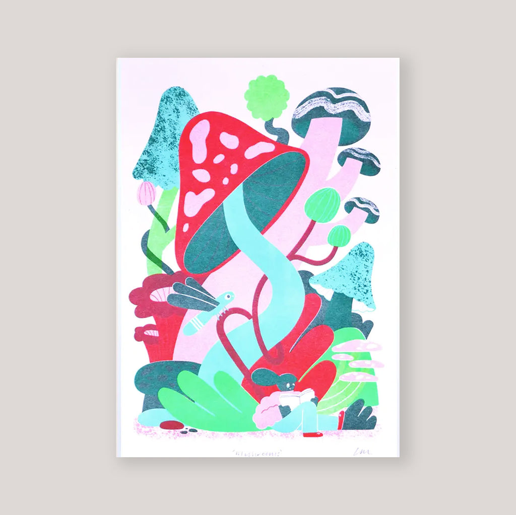 Mushrooms A4 Risograph Print  | Lauren Morsley