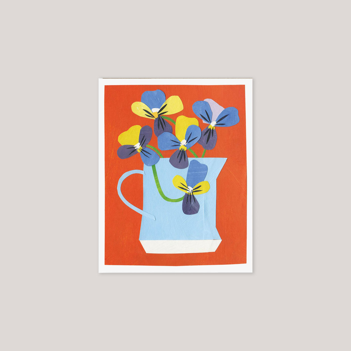 Clover Robin | 'Small Pansies in a Blue Jug' small card