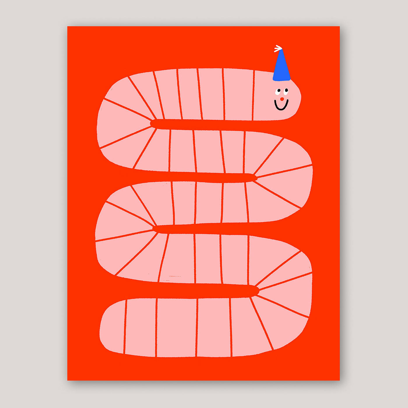 Florence Poppy Dennis | Party Hat Worm Card