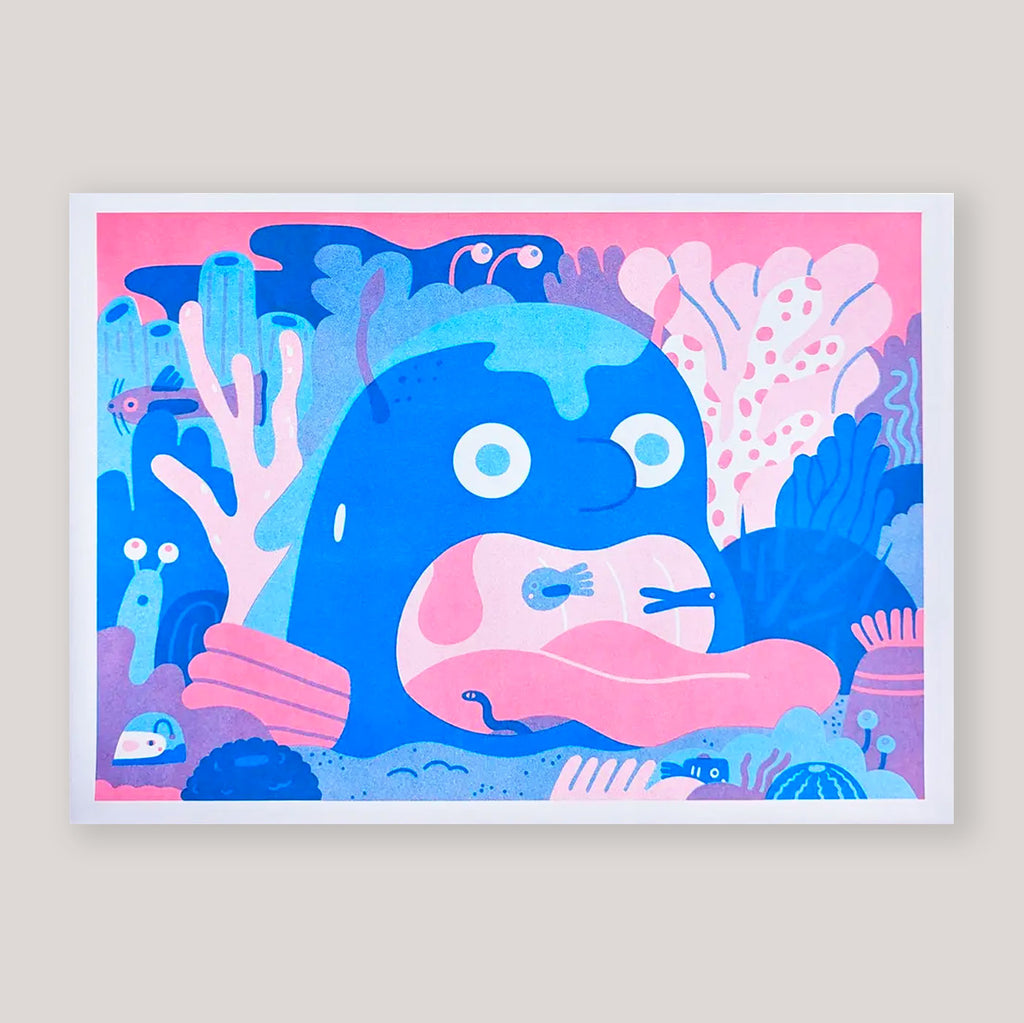 Sea Monster A3 Risograph Print  | Lauren Morsley
