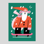 Susie Hammer for Rumble Cards | Skateboard Santa Card