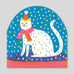The Printed Peanut | Large Snowglobe Card - White Cat