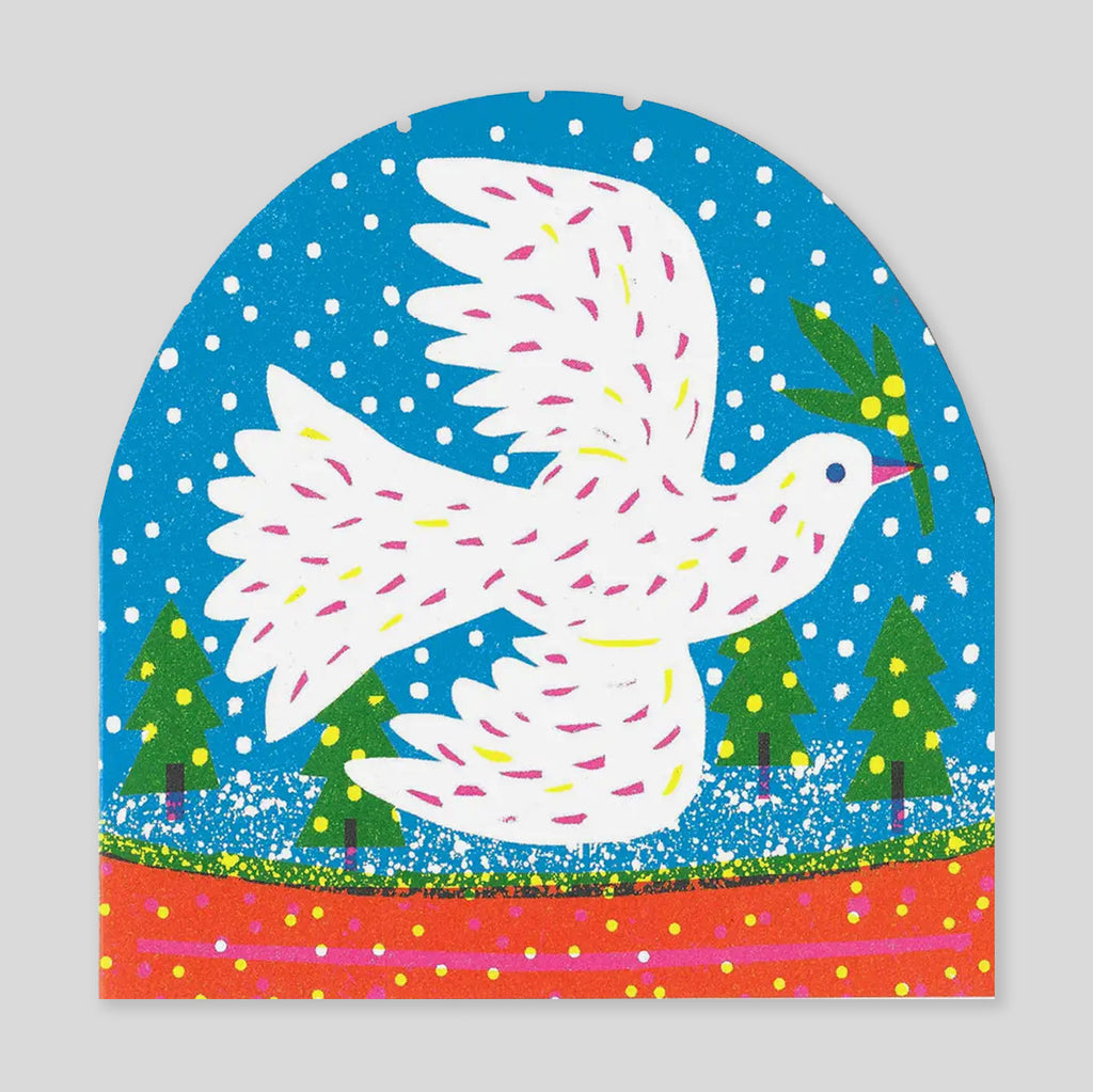 The Printed Peanut | Large Snowglobe Card - Dove