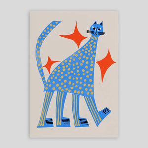 Marcello Velho For Evermade | Tall Blue Cat Card