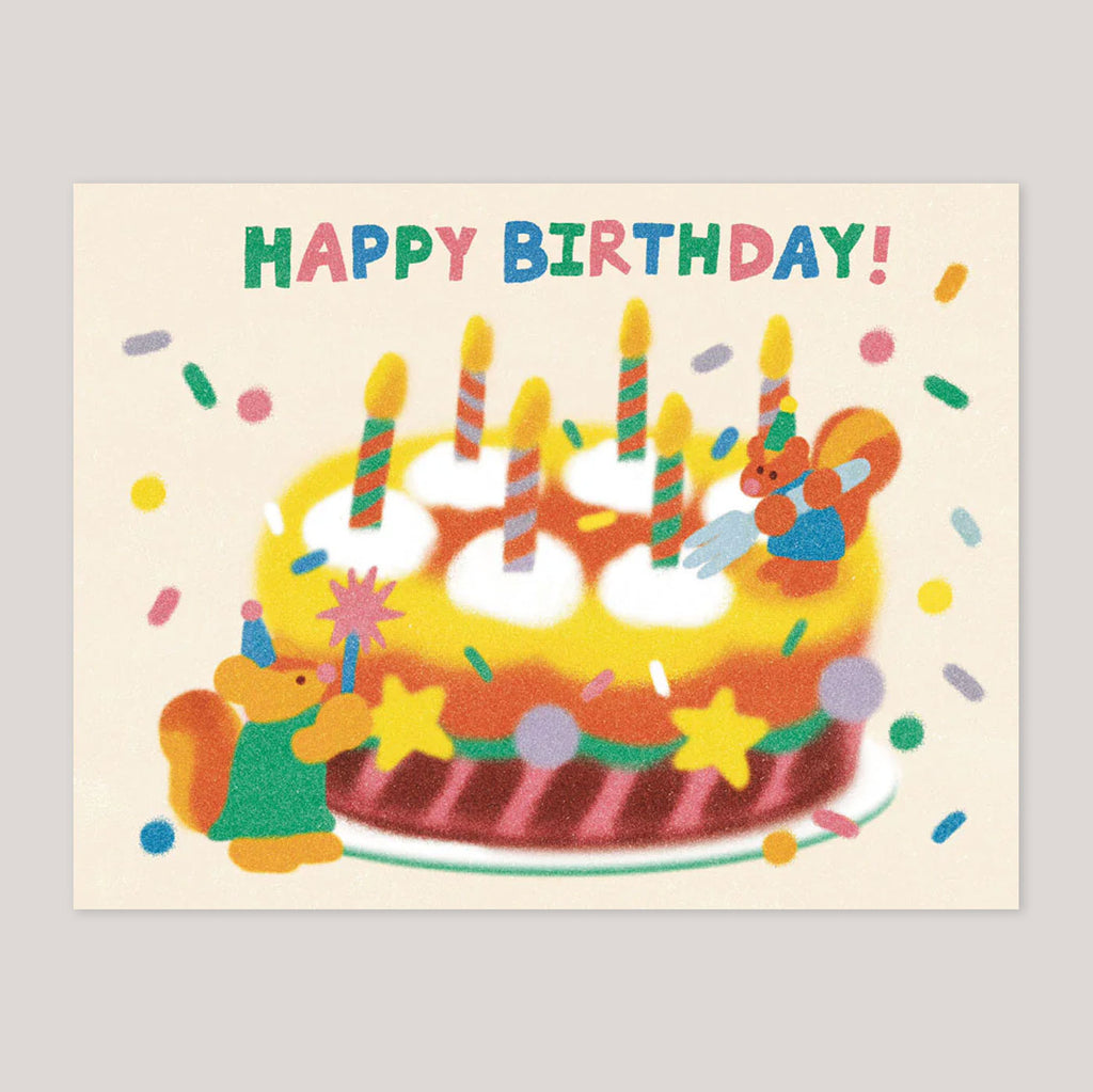 Zoey Kim |Happy Birthday Cake & Candles Kids Greetings Card
