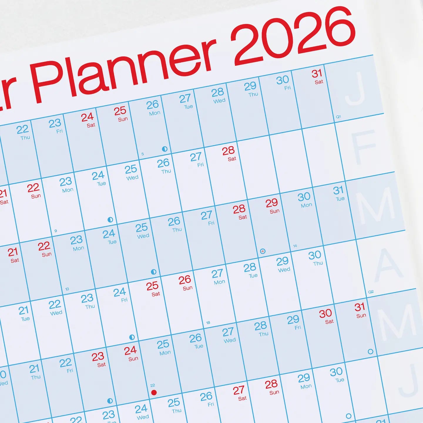 Crispin Finn Wall Planner 2026 | Classic LANDSCAPE format