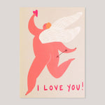 Little Black Cat | I Love You Cupid Greeting Card