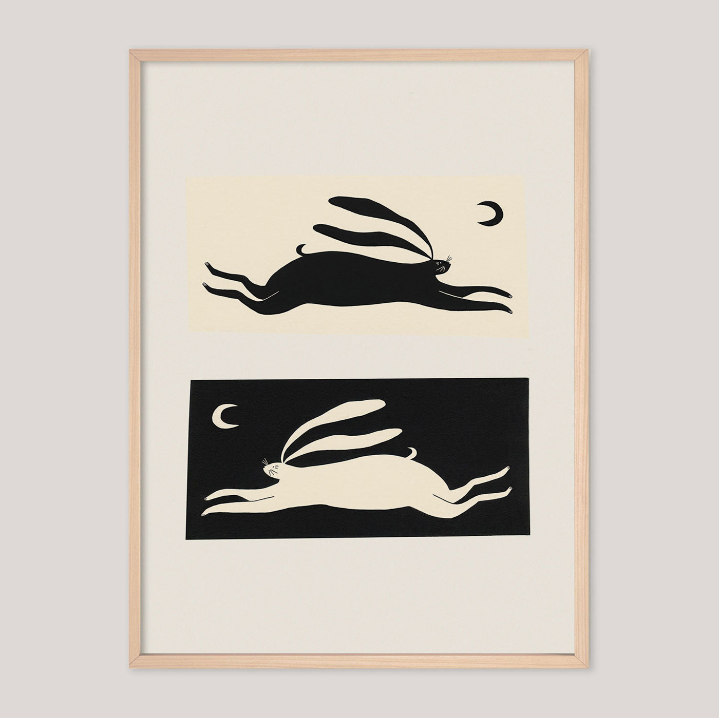 Little Black Cat | Negative Positive Hare Print