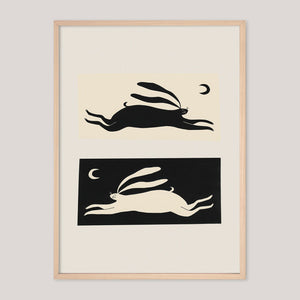 Little Black Cat | Negative Positive Hare Print