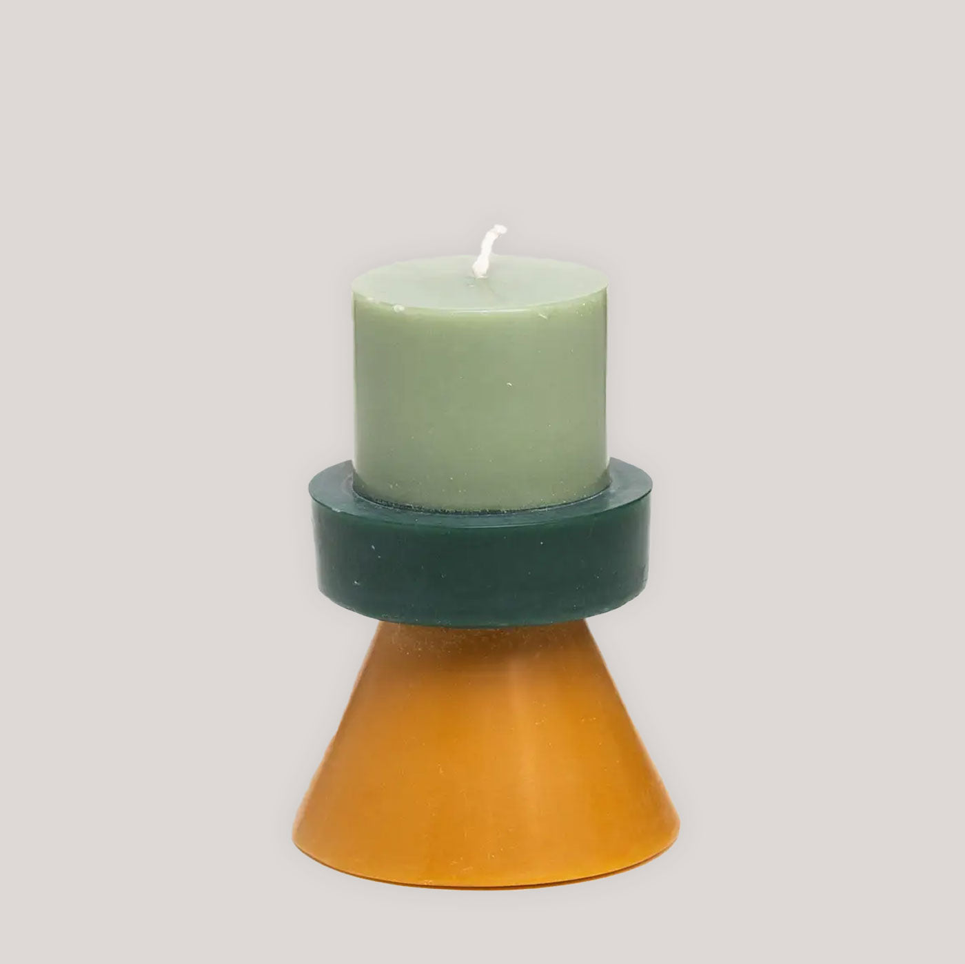 Yod & Co Mini Stack Candle - Pistachio/Dark Green/Curry
