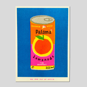 A Can Of Paloma Lemonade Riso Print - We Are Out Of Office.