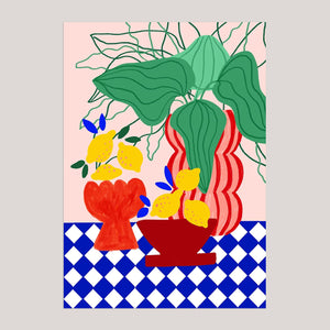 Blue Tiles & Lemons A3 Print | Teresa Rego
