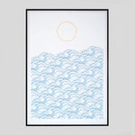 Waves Print (Cobalt Blue, A2) by The Lost Fox. - Colours May Vary 