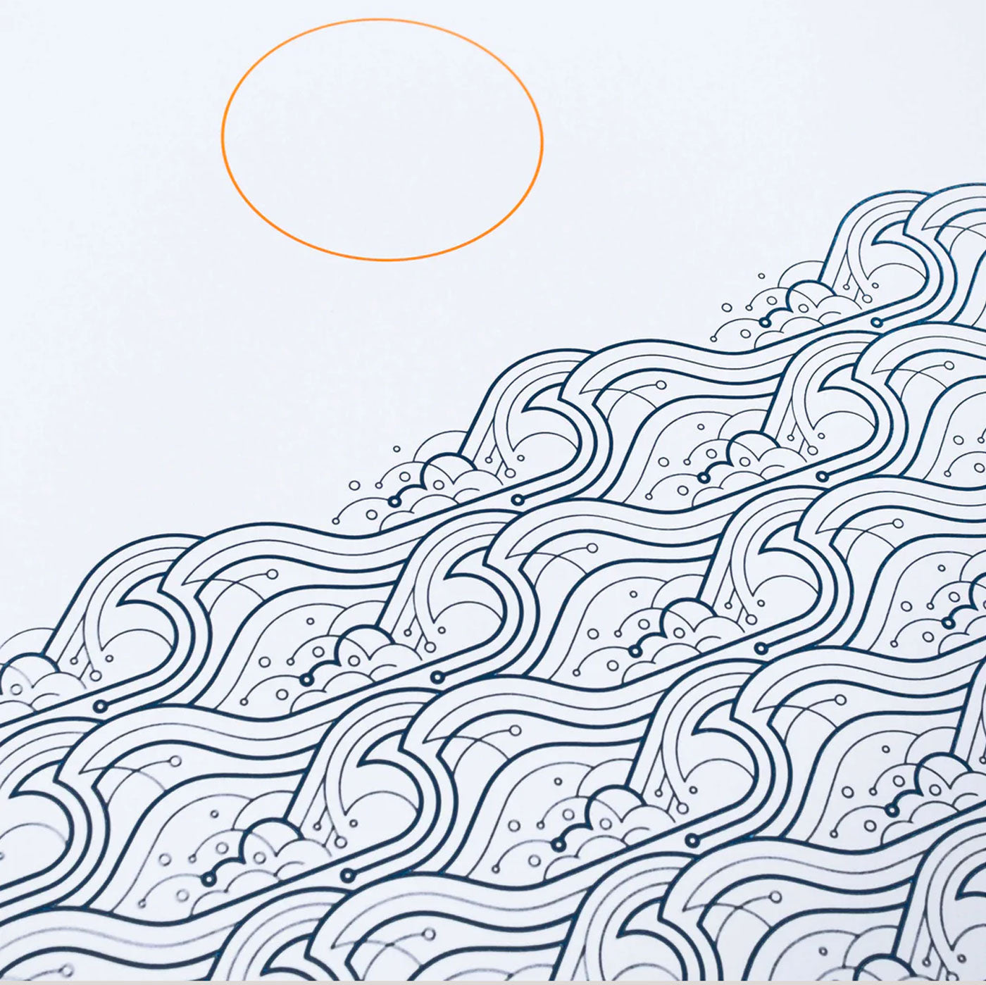 Waves Print (Dark Blue, A2) by The Lost Fox