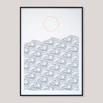 Waves Print (Dark Blue, A2) by The Lost Fox | Colours May Vary 