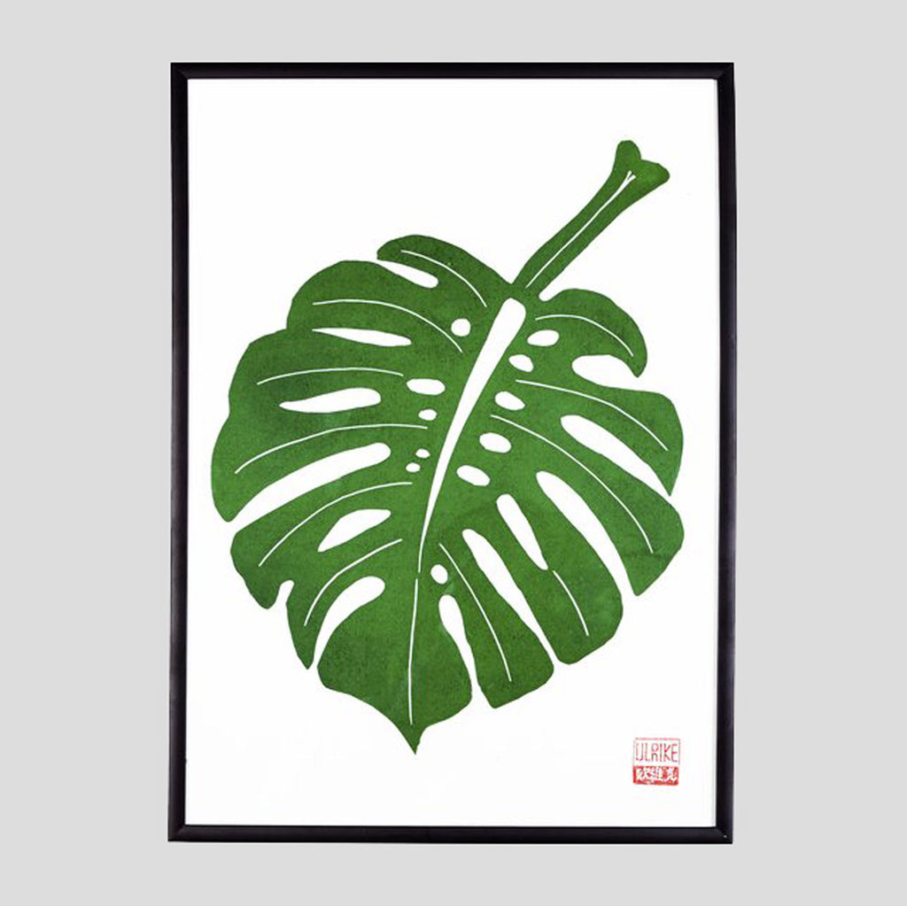 Monstera Lino Print (A3) by Ulrike Rost / StudioWald. - Colours May Vary 