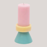 Yod & Co Stack Candle - Tall Floss Pink/Pale Yellow/Mint