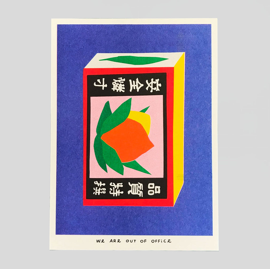 A Japanese Matchstick Box Riso Print - We Are Out Of Office - Colours May Vary